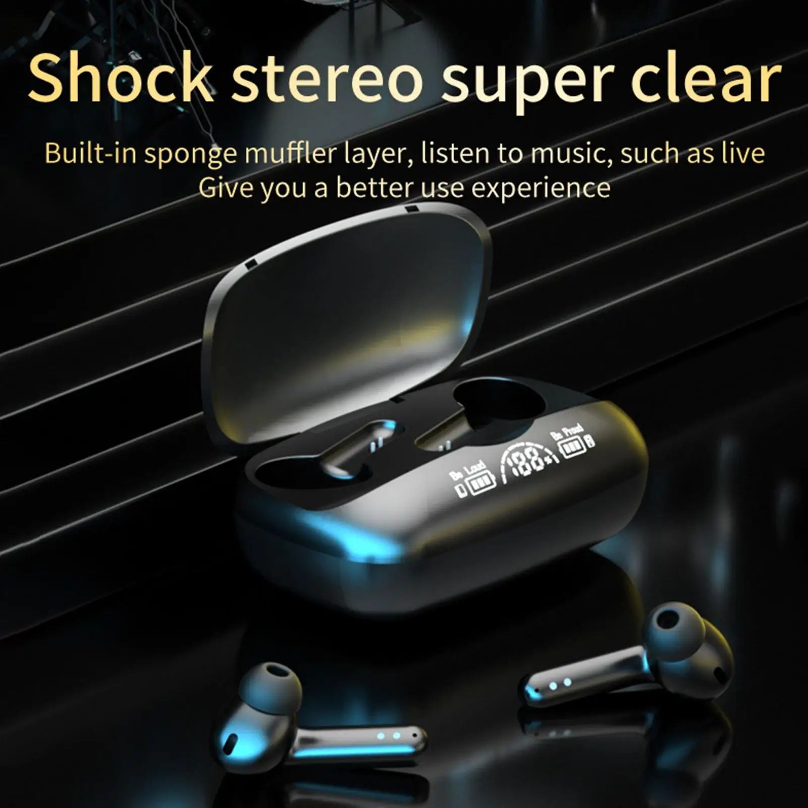 השן הכחולה אוזניות | עמיד למים Wireless האוזניות השן הכחולה אוזניות עם תצוגת LED עמוק בה התמונה 2